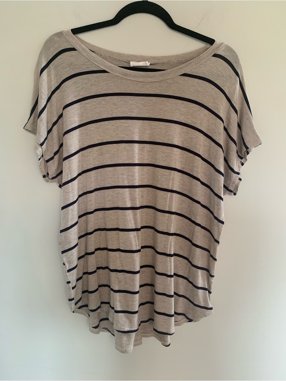 Neutral Stripe Short-Sleeve Women’s Top - Beige & Dark Navy